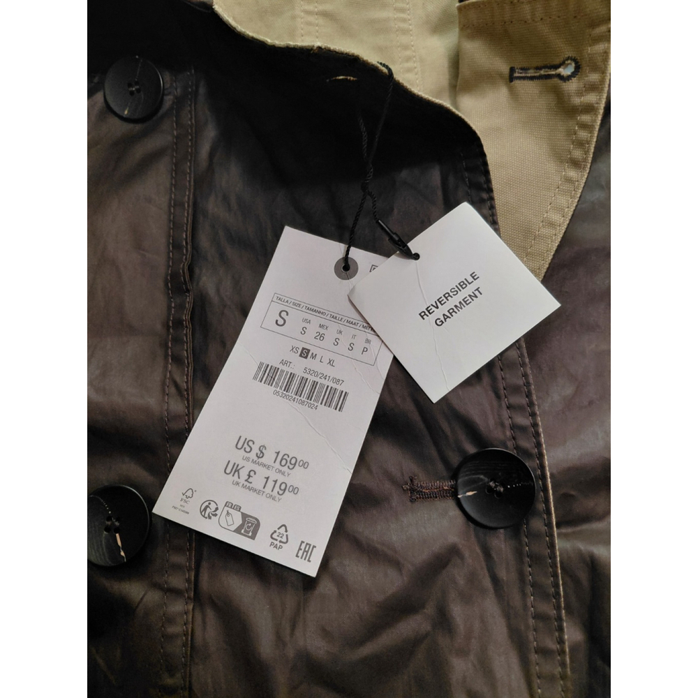 ZARA Reversible Trench Coat ZW COLLECTION Brown Tan Size Small NWT - Picture 12 of 16